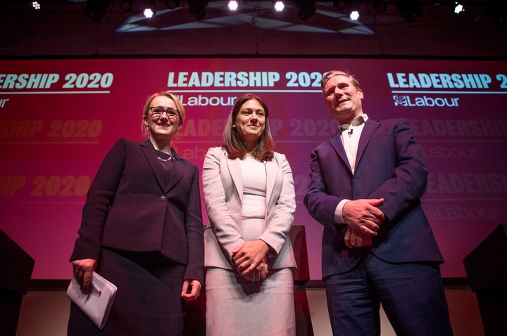 From left, Labour leadership candidates Rebecca Long-Bailey, Lisa Nandy and Keir Starmer