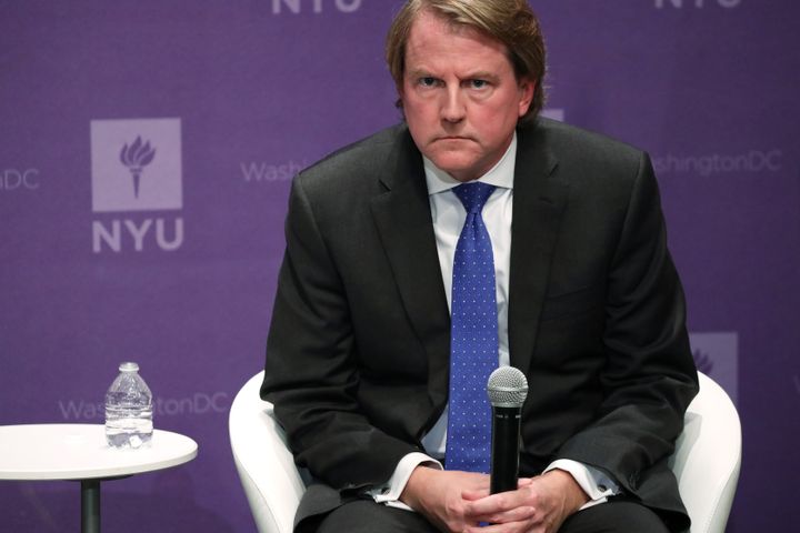 Former White House counsel Don McGahn on Dec. 12, 2019, at the NYU Global Academic Center in Washington, D.C. (Photo by Alex Wong/Getty Images)