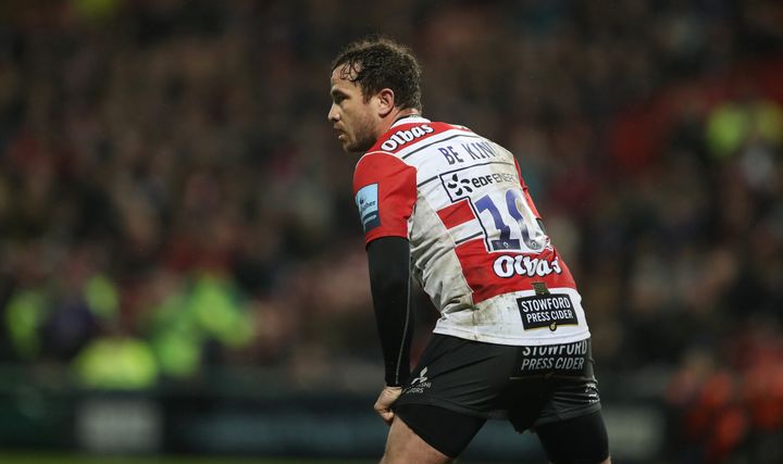 Gloucester's Danny Cipriani wears a 'Be Kind' logo on his shirt during the Gallagher Premiership match at Kingsholm Stadium