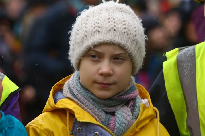 Greta Thunberg takes part in a "Youth Strike 4 Climate" protest in Bristol, England on Feb. 28, 2020. 