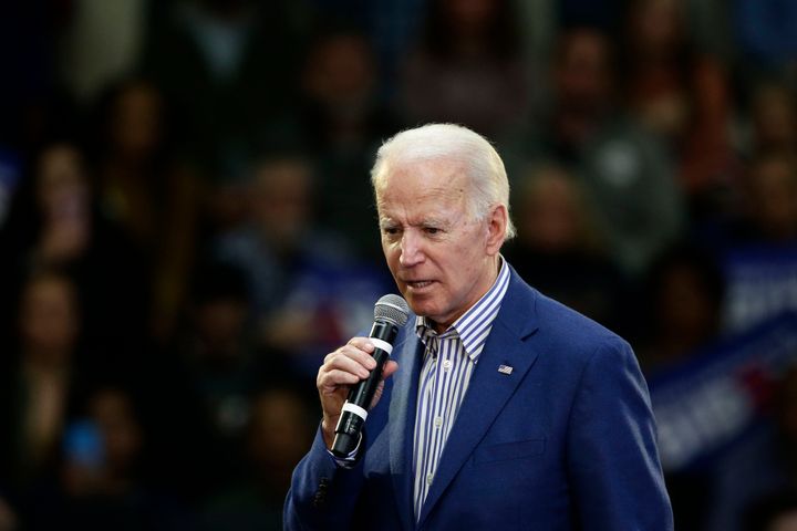 Democratic presidential candidate former Vice President Joe Biden speaks at a campaign event at Saint Augustine's University in Raleigh, North Carolina, on Saturday.