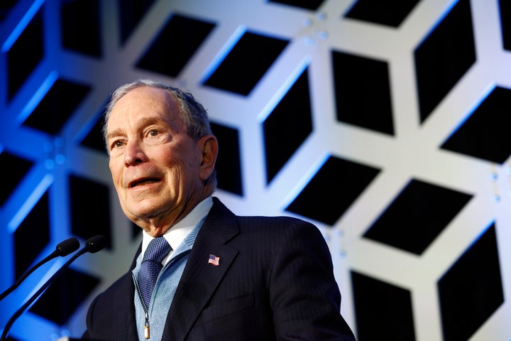Democratic presidential candidate Mike Bloomberg speaks at the North Carolina Democratic Party's Blue NC Celebration on Satur