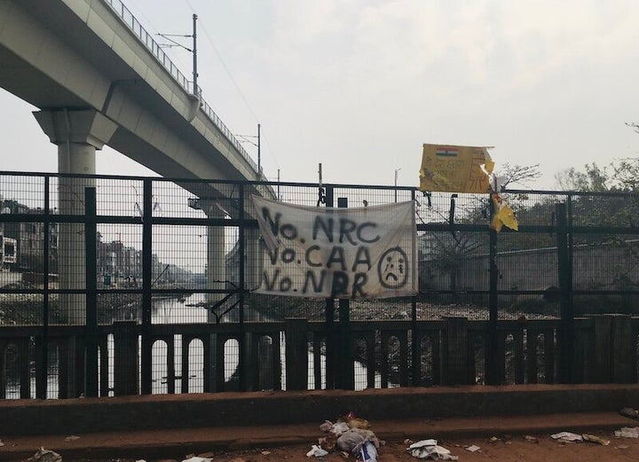 A view of the deserted protest site at Kardampuri on Friday.