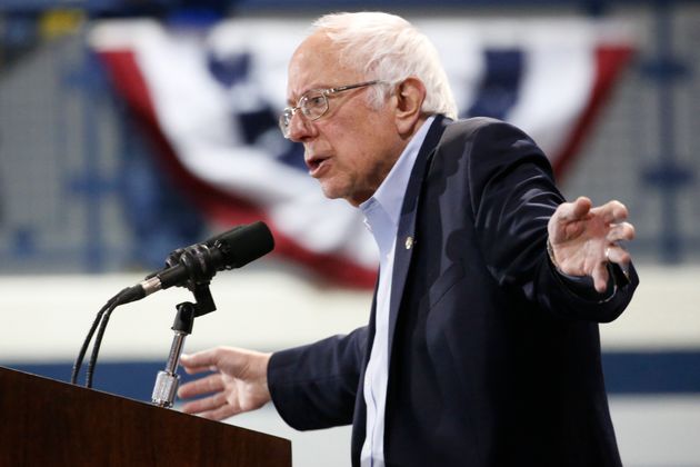 Bernie Sanders gestures during a campaign rally in Virginia Beach, Virginia.