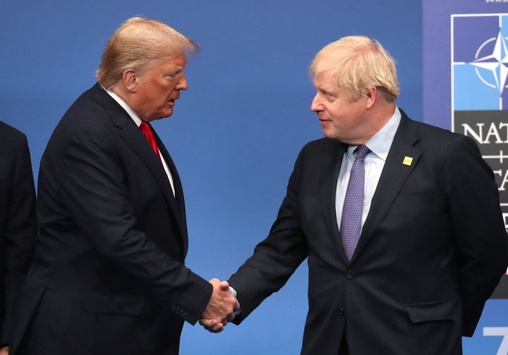 Donald Trump and Boris Johnson during the annual Nato heads of government summit in Watford, Hertfordshire.