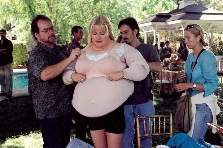 Paltrow putting on her fat suit for "Shallow Hal."