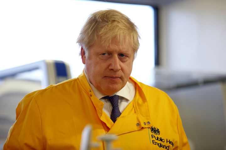 Boris Johnson visits a laboratory at the Public Health England National Infection Service in Colindale, north London, as the number of confirmed coronavirus cases in the UK leapt to 36.