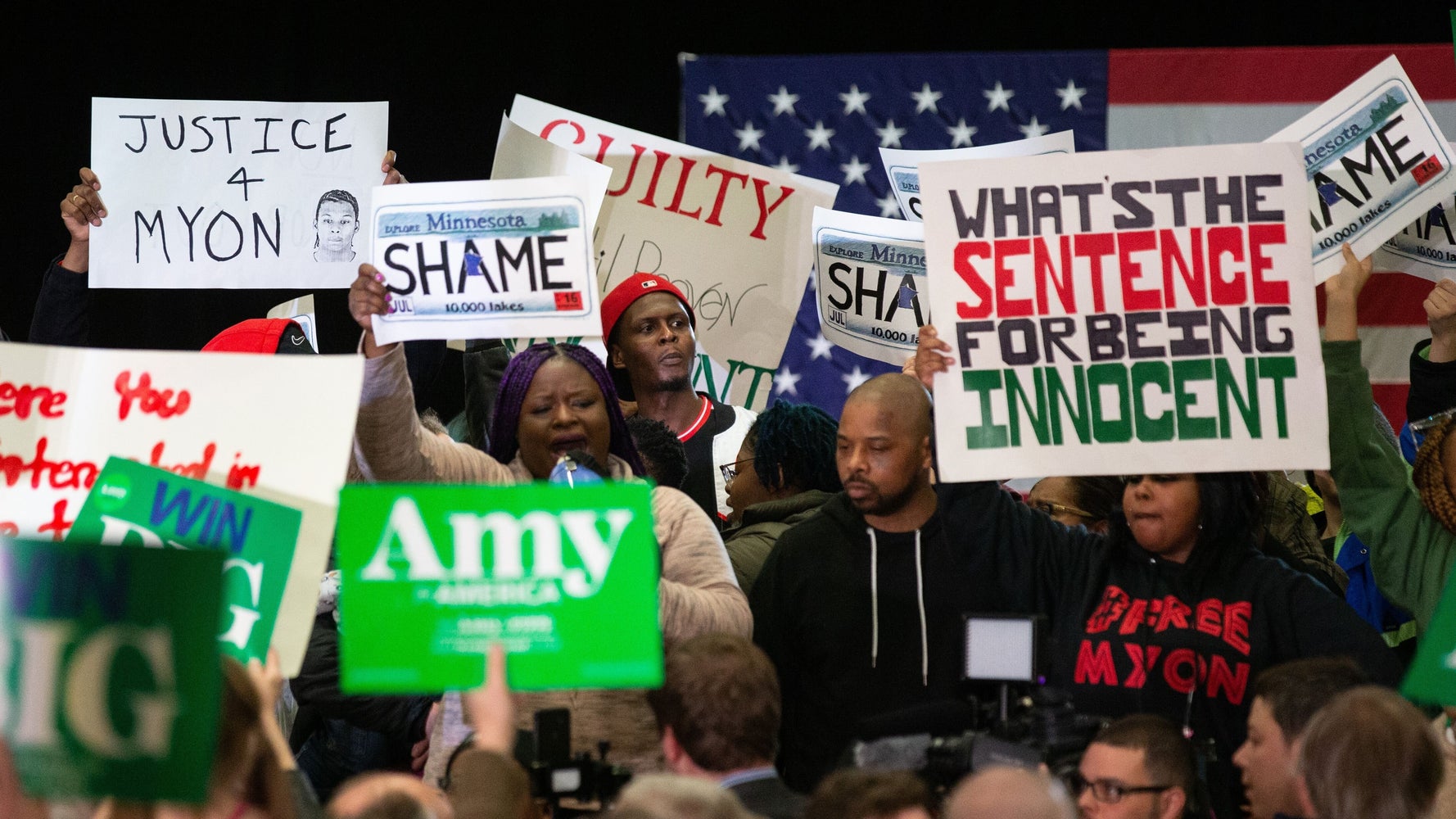 Image result for klobuchar rally protest