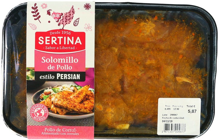 Bandeja de filetes de solomillo de pollo de Sertina.