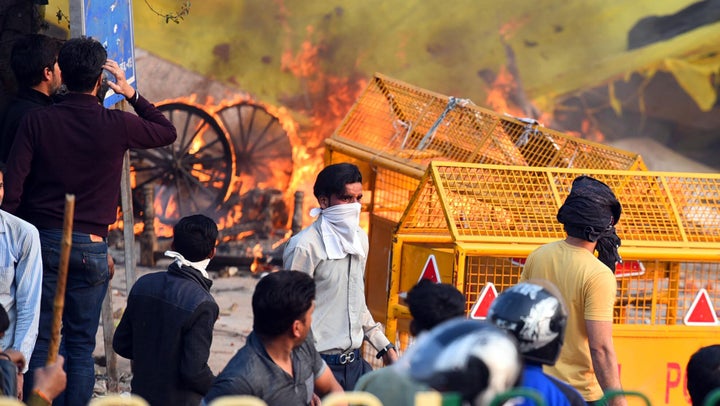 Rioters at Jaffarabad, near Maujpur on February 24, 2020. 