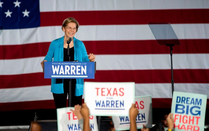 Presidential hopeful Massachusetts Sen. Elizabeth Warren speaks during a town hall in Houston, Texas, on Feb. 29, 2020.