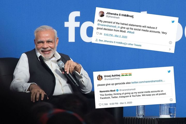 Modi announced he was "thinking of giving up my social media accounts".