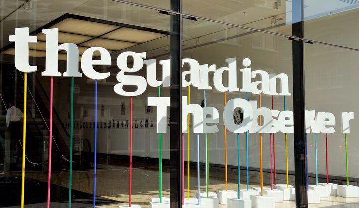 The main entrance of The Guardian newspaper office in York Way