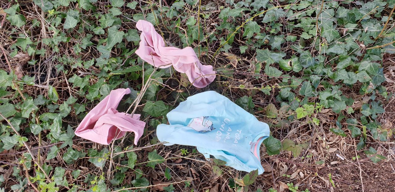 Baby clothes left by protesters in bushes near a Bpas clinic in Bournemouth
