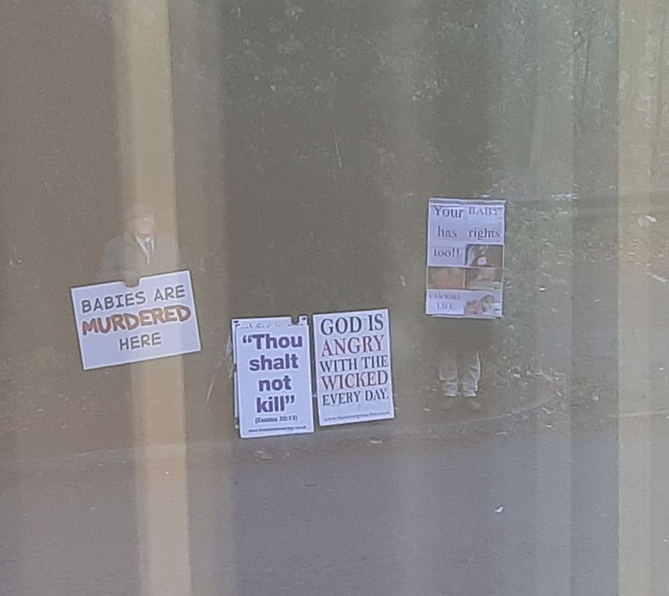 Anti-abortion protesters regularly demonstrate outside a Marie Curie clinic in Manchester 