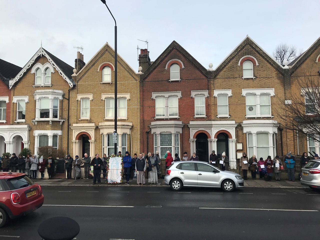 Anti-abortion protesters outside a bpas clinic in Finsbury Park, London, at the start of February. It is one of around 46 clinics which have been targeted by activists in the last 18 months. 