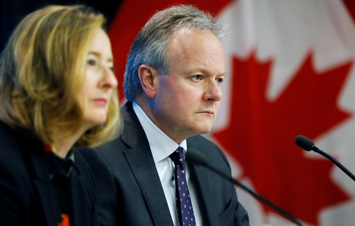 Bank of Canada Governor Stephen Poloz looks on next to Senior Deputy Governor Carolyn Wilkins during a news conference in Ottawa, Jan. 22, 2020.