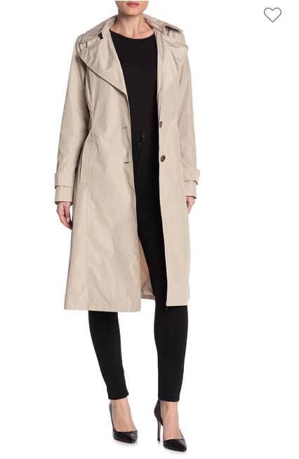 belted trench coat with hood