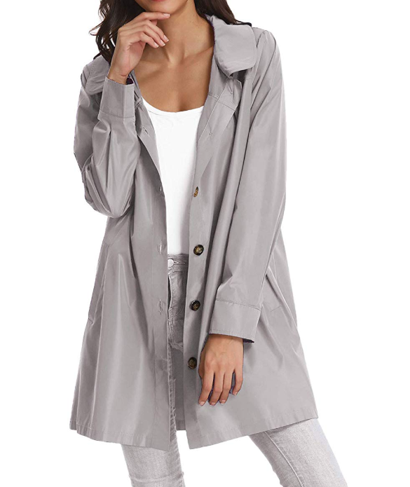 ladies waterproof trench coat with hood