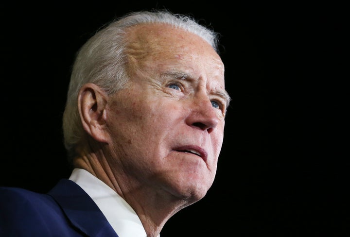 Former Vice President Joe Biden speaks at a Super Tuesday campaign event at Baldwin Hills Recreation Center on March 3 in Los Angeles.
