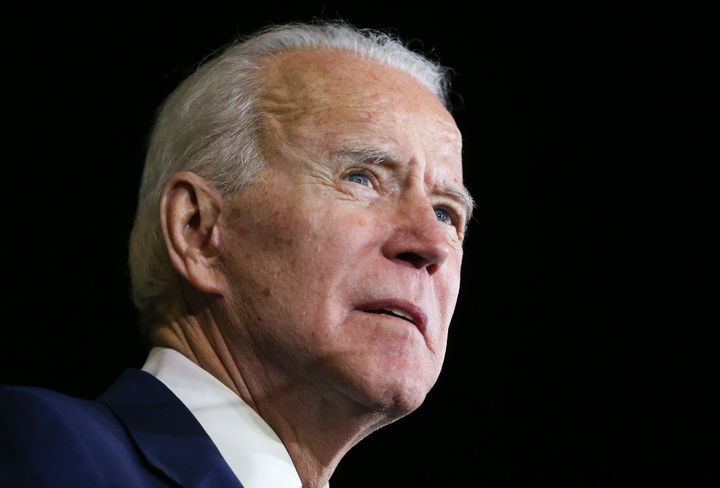 Former Vice President Joe Biden speaks at a Super Tuesday campaign event at Baldwin Hills Recreation Center on March 3 in Los Angeles.