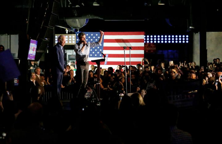 Former Rep. Beto O'Rourke endorses Democratic presidential candidate Joe Biden at Gilley's in Dallas on March 2, 2020.