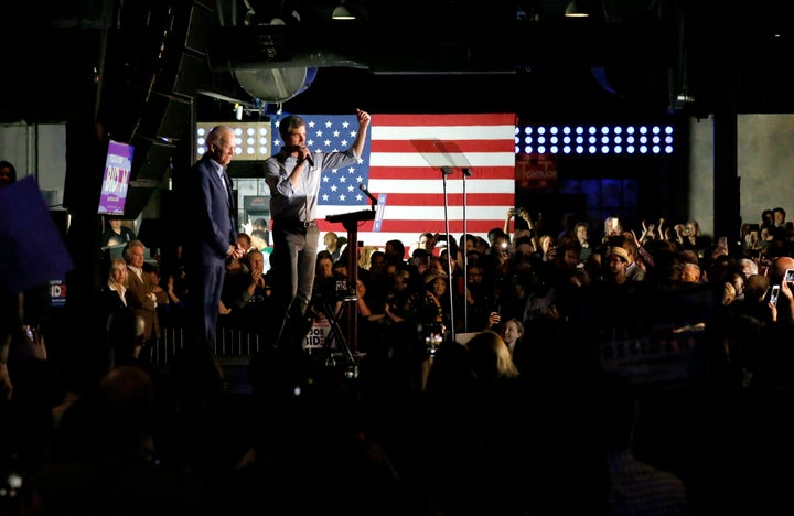 Former Rep. Beto O'Rourke endorses Democratic presidential candidate Joe Biden at Gilley's in Dallas on March 2, 2020.