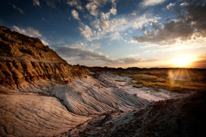 The sun sets over Dinosaur Provincial Park near Drumheller, Alta.