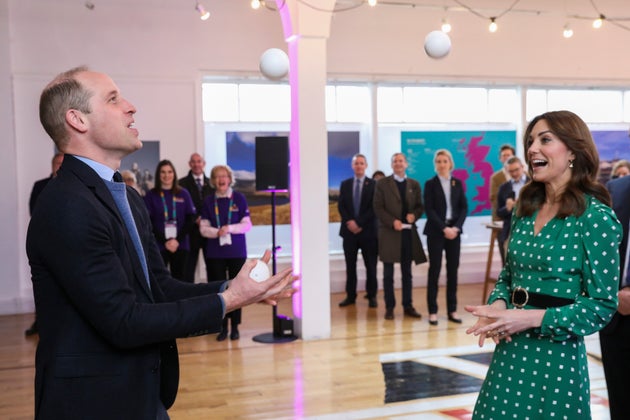 The Duke of Cambridge juggles during a meeting with Galway Community Circus performers, local artists and young musicians on March 5 in Galway, Ireland.