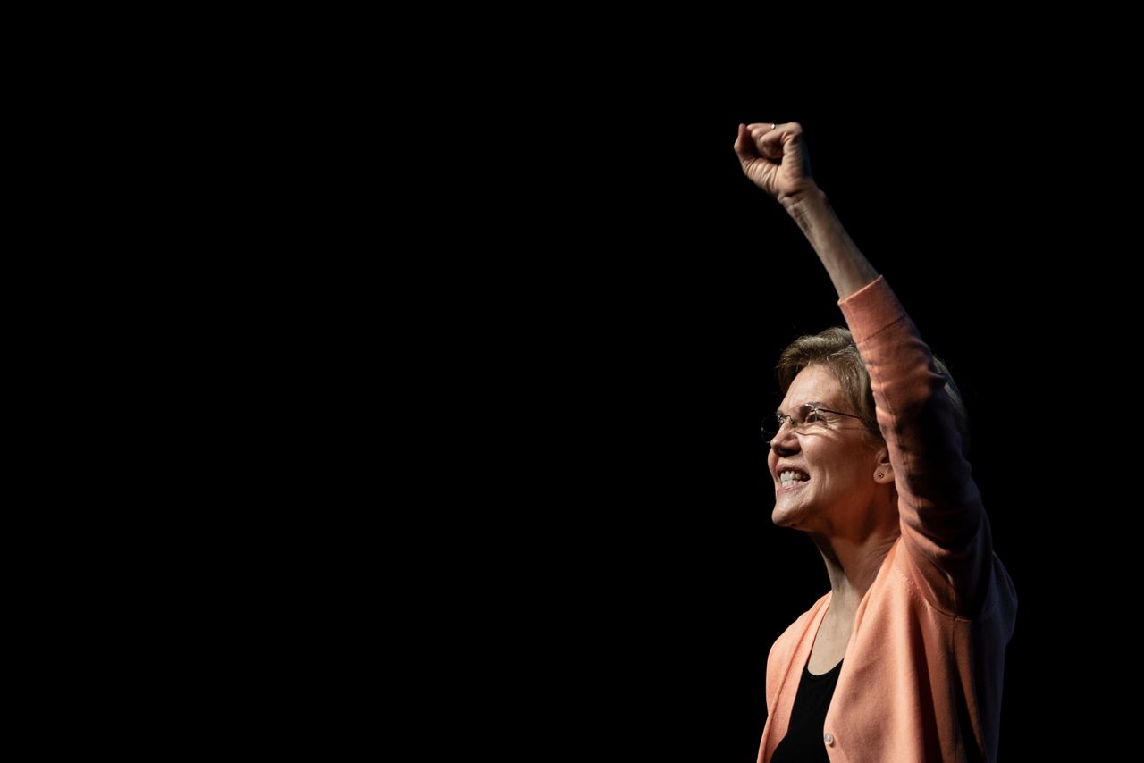 Sen. Elizabeth Warren (D-Mass.) speaks during a campaign rally at the Charleston Music Hall on Feb. 26, a few days before the South Carolina Democratic presidential primary.