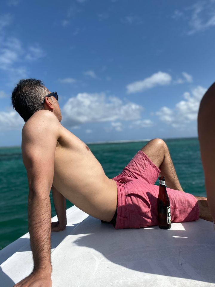 My husband on a recent vacation. This is what I had to deal with!