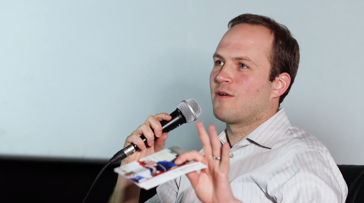 Liberal MP Nathaniel Erskine-Smith hosts a question and answer session at the Fox Theatre in Toronto on Feb. 11, 2020.