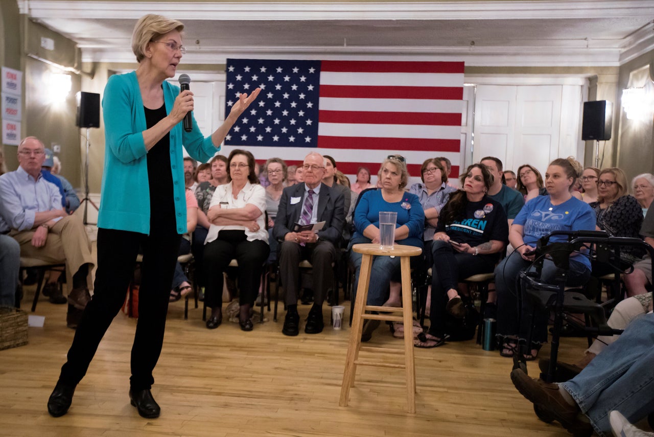 Massachusetts Sen. Elizabeth Warren speaks at a town hall in Ottumwa, Iowa. It was the most explicit Warren ever got regarding her plans to win the Democratic nomination.