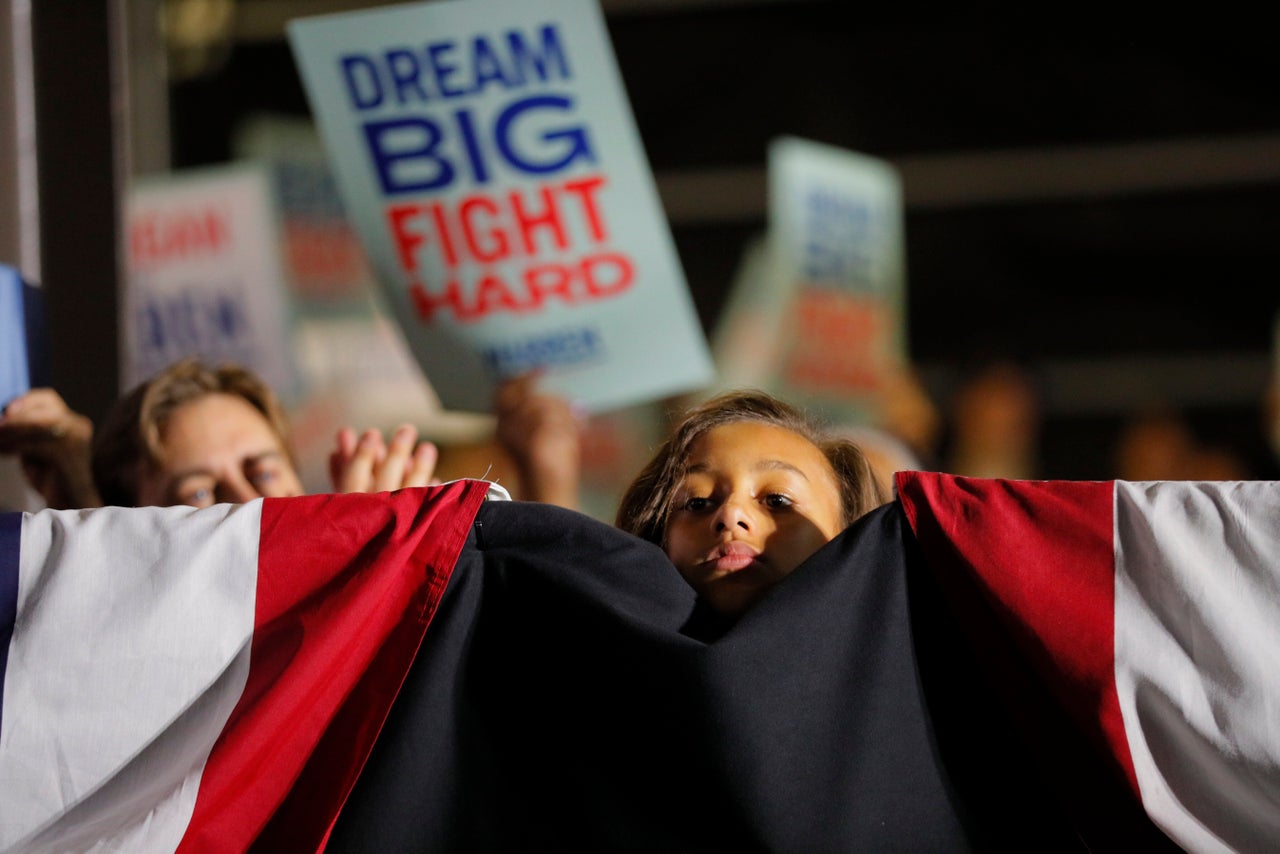 A young supporter at the final event of Elizabeth Warren’s campaign, in Detroit on Super Tuesday.