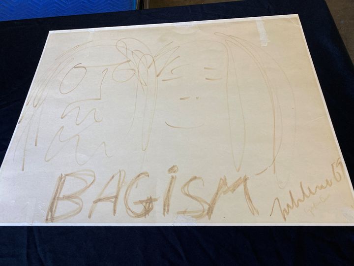 Η ζωγραφιά του Τζον Λένον και της Γιόκο Όνο, με την λέξη «Bagism».