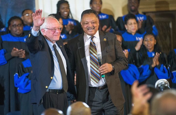 Sen. Bernie Sanders is seen with the Rev. Jesse Jackson during Sanders' first presidential run in 2016.