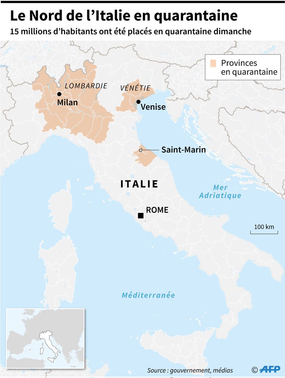 Les zones d'Italie en
