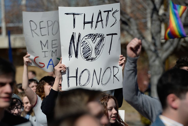 The Mormon church teaches that while being gay is not a sin, engaging in same-sex relationships is against God’s commandments.