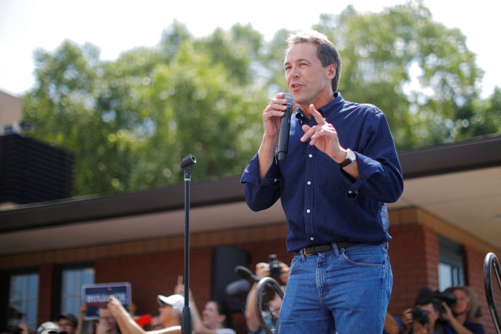Democratic 2020 U.S. presidential candidate Montana Governor Steve Bullock speaks at the Iowa State Fair in Des Moines, Iowa, U.S., August 8, 2019.