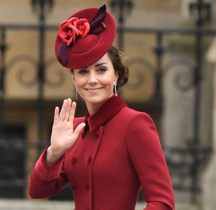 The Duchess of Cambridge arrives at the Commonwealth Service at Westminster Abbey. 