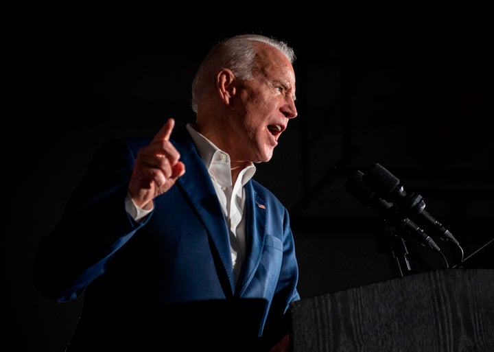 Joe Biden speaks during a rally at Tougaloo College in Mississippi on Sunday. The Democratic presidential candidate won the endorsement of the International Association of Machinists.