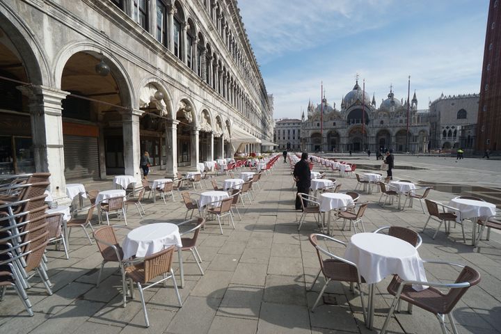 Empty streets in Venice, Italy as the city's residents are under quarantine.