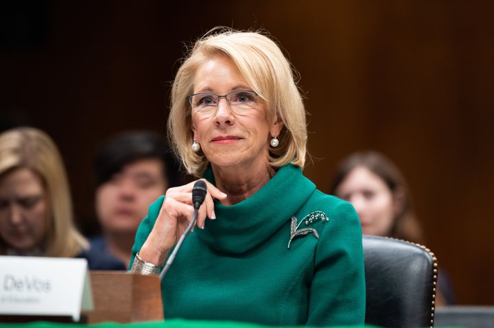 Education Secretary Betsy DeVos speaks at a hearing before the Senate Appropriations Subcommittee on Labor, Health and Human Services, Education, and Related Agencies in Washington.