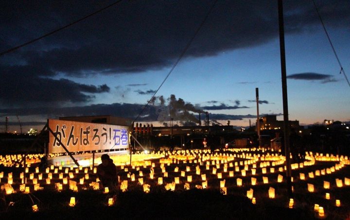 2019年の『東日本大震災追悼3.11のつどい』での夜の灯篭