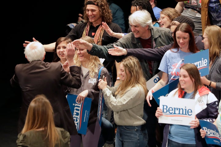 Sanders didn't hesitate to greet supporters as he left the stage after a recent speech in St. Louis.