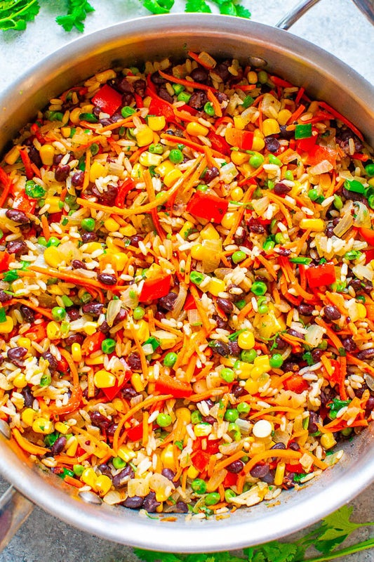 Get the Very Veggie Rice and Beans recipe from Averie Cooks