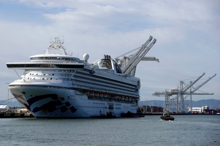 The Grand Princess cruise ship is shown docked at the Port of Oakland in Oakland, Calif., Tuesday, March 10, 2020.