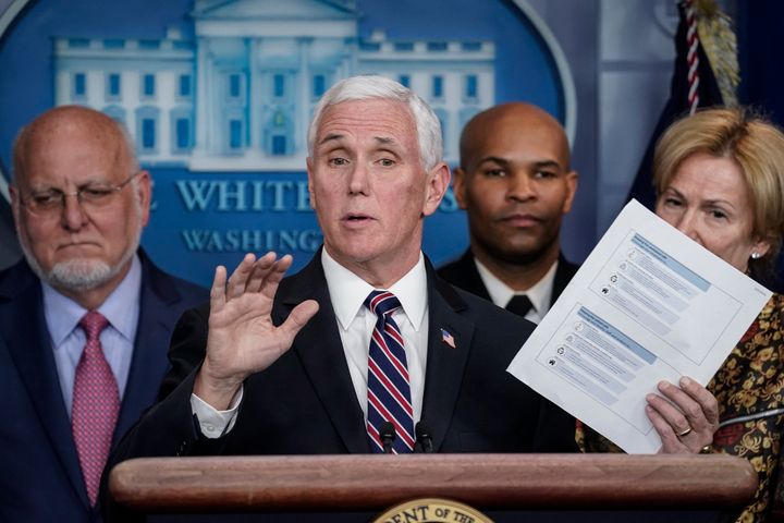 Vice President Mike Pence in a press briefing on the coronavirus.