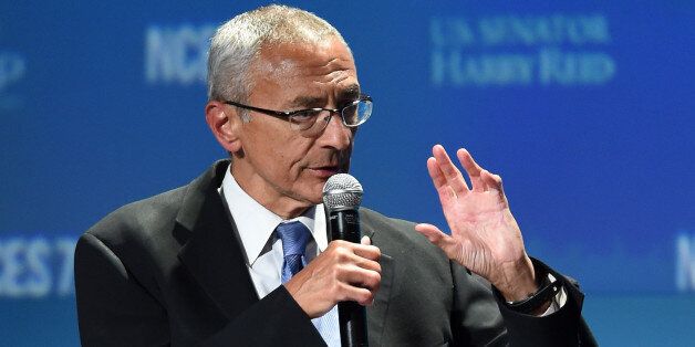 LAS VEGAS, NV - SEPTEMBER 04: Counselor to President Barack Obama, John Podesta speaks at the National Clean Energy Summit 7.0 at the Mandalay Bay Convention Center on September 4, 2014 in Las Vegas, Nevada. Political and economic leaders are attending the summit to discuss a domestic policy agenda to advance alternative energy for the country's future. (Photo by Ethan Miller/Getty Images)