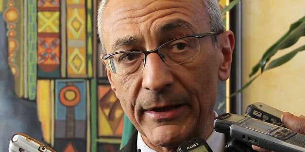 ADDIS ABABA, ETHIOPIA - JANUARY 15: Counselor to the President of the United States John Podesta speaks to the media after meeting Ethiopian Foreign Minister Tedros Adhanom in Addis Ababa, Ethiopia on January 15,2015. (Photo by Minasse Wondimu Hailu/Anadolu Agency/Getty Images)